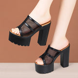 High-Heeled Slippers Women's Summer 2024 New Waterproof Platform Thick Bottom Fish Mouth Slippers Large Size Fishmouth Slippers Wear Fashionable Word