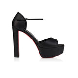 Cl New Fish Mouth High-Tight Buckle With Red-Soled Sandals Coarse Heel Waterproof Table Ultra-High Heel Sandals