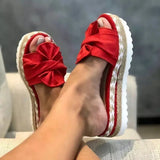 A Word Beach Slippers Women Thick Bottom Slope And Hemp Rope Large Size Cold