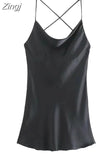 Summer Slip Dress Women 2023 Tie Dye Satin Short Woman Dresses Strappy Sexy Backless Strap Mini Dress Club Party
