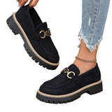 Buckle Bottom Low-Top Single-Shoe Women's Large Size British Style Retro Set Foot Single Shoes