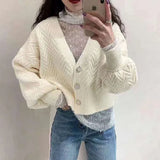 Elegant Long Sleeve Sweater Women 2021 New Single-Breasted Female Short Cardigan Soft Flexible Knitted