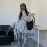 Vintage Full Sleeve Sweater Oversize Streetwear Jumpers Hollow Out Tops Crochet Sexy Women Autumn Fashion 2022