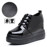 Height Patent Leather Small Leather Shoes Heel Waterproof Table Single Shoes Spring Autumn Pine Women's Shoes With Deep Mouth Plus Velvet Naked