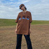 Embroidery Woman Tshirts High Street Harajuku Retro Y2k Top Loose Casual All-match Thin Y2k Aesthetic Clothing