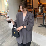 Gray Blazer Women's Autumn Small Man 2025 New Korean Version Of High-End Fried Street Casual Plus-Size