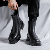 Zingj Men's Chelsea Boots Booblock Boots Casual Black High Sboomartin