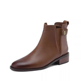 New Soft Skin And Ankle Boots Flat And Bare Boots Round Heel Chelsea