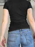 Short Sleeve Button Up Ribbed Top- Outfit