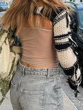 Striped Long Sleeve Bolero Knit Top- Outfit