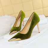 Zingj Banquet Fashion Light Luxury High Heels With High Heel Metal Pointed Suede