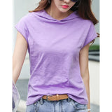Femininas 2021 T Shirt Hooded T-Shirt Women Short Sleeve Summer Tops Vetement Femme Tshirt Plus Size Poleras De