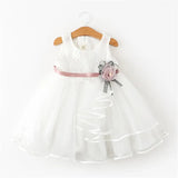 Beading Girl Dress 2021 White Backless Girls Teenage Princess Dress Irregular Tutu 2-6 Years Pink Children Dresses