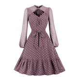 Solid Green Flare Vintage Dresses Women Fashion Slim Mini Sundress Elegant Chic Puff Sleeve Swing Bohemian Dresses