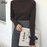 collar Soft warm bottoming shirt Sweater female autumn wild long-sleeved T-shirt tight-fitting chic tops