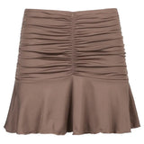 Casual White High Waisted Pleated Mini Skirts Women Ruched Preppy Style Short Skirt Ladies Summer Streetwear