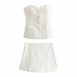 Women's Clothing 2025 Spring New Sexy 4 Color Tight Single-Breasted Breast Small Vest + Short Skirt