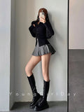 Skirt with Shorts Women Sexy High Waist White Black A-line Korean Gyaru Mini Tennis Skirt School Girl