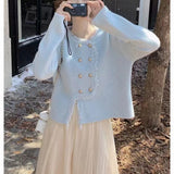 Zingj Small Sweet Romantic Su Knitting Cardigan Female Spring And Autumn 2024 New Foreign Style Gentle Wind Double Breasted Loose Jacket-Outfit