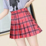 New summer women skirt high waist pleated plaid skirts female cute sweet girls dance mini skirt