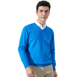 Zingj And Winter New Men's V Collar Loose Large Size Gentleman Sleeve Long Sleeve Sweater Middle-Aged Knit Chicken Heart Collar Bottom Shirt-Outfit