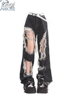 Black Jeans Pants Y2k Baggy Streetwear High Waist Ripped Jeans Harajuku Casual Denim Wide Leg Pants Fashion Trousers