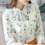 2021 Spring New Fashion Chiffon Women Blouse Shirt Long Sleeve Tops Casual Blouse Slim Women Clothing Print Ladies