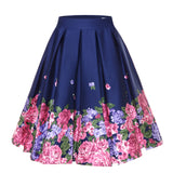 Floral Music Print 50s 60s 2022 Swing Skirts Retro High Waisted Pleated Rockabilly Vintage Jurken Women Clothing