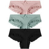 3PCS/Set Lace Cotton Panties Women Sexy Bow Briefs Soft Lingerie Female Briefs Panty Women's Underpants