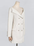 2025 New Fashion Temperament One Word Shoulder Long Sleeve Waist Design Sense Pocket Stitching Advanced Sense