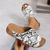 Zingj Bottom Slippers Female 2024 Summer Leopard Print Fashion Patchwork One-Line Flat