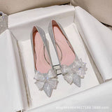 Heels Female Fine Tip Sexy Golden Wedding Shoes Bridesmaids Show Hedley French Girl Bow Silver Single