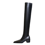 Zingj Fashion Simple Thick Heel High Heel Pointed Head Sexy Nightclub Pedicure Thin Legs Over The Knee-High Boots Thigh-High