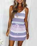 new women's drawstring color sling dress dress