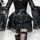 Summer New Halloween Party Fashion Build Chain Cross Double Gothic Half Skirt