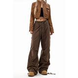 Zingj Cargo Pants Female 2024 New Spring Functional Casual Pants Multi-Pocket Versatile Straight Wide Leg