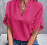 Summer New V-Neck Shirt Women Solid Color Casual Buffet