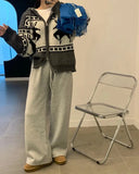 Deer Jacquard Hooded Knitting Zipper Cardigan- Outfit