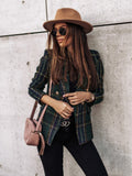 Spring Autumn Fashion Turn-down Collar Women's Jackets Casual Solid Long Sleeve Plaid Print Button Ladies Jackets Plus