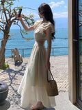 Hollow Out Midi Dresses for Women 2023 Summer New Elegant Party Prom One Piece Fashion Beach Holiday Vestidos Female