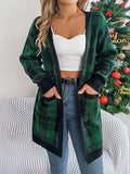 And Winter Casual Lattice Pocket Long-Sleeved Cardigan Sweater Jacket Christmas Women's