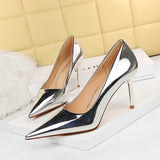 Zingj Fashion Banquet High Heels Women's Shoes Metal Heel Thin Heel Shallow Pointed Nightclub Sexy Single