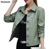Leather Jackets and Coats Women 2019 Autumn Female Jaqueta Feminina Casual Long Sleeve Single Breasted Woman Jacket