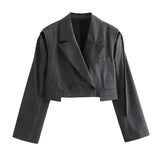 Women's New Lapel Long Sleeve Short Blazer Casual Pants