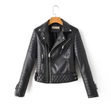 New Autumn Women Pu Faux Soft Leather Jacket Streetwear Punk Style Female Black Motorcycle Biker Turn Down Collar