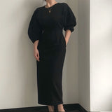 Spring New Elegant Office Ladies Bodycon Dress Fashion Sexy Solid Color Midi Women Slim Party White OL