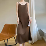 Acetate Silk Sling Dress Women Summer Loose Inside The Long Dress French Design Fairy Set Of