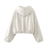 New Suede Texture Effect Short Hooded Jacket