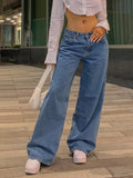 Waist Jeans Women Baggy Jeans 2022 New Fashion Straight Leg Pants Y2k Denim Trousers Vintage Loose Blue Washed Mom Jeans