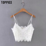Women 2021 Summer Mint Green Solid Color Lace Crop Tops V-neck Sexy Strap Bra